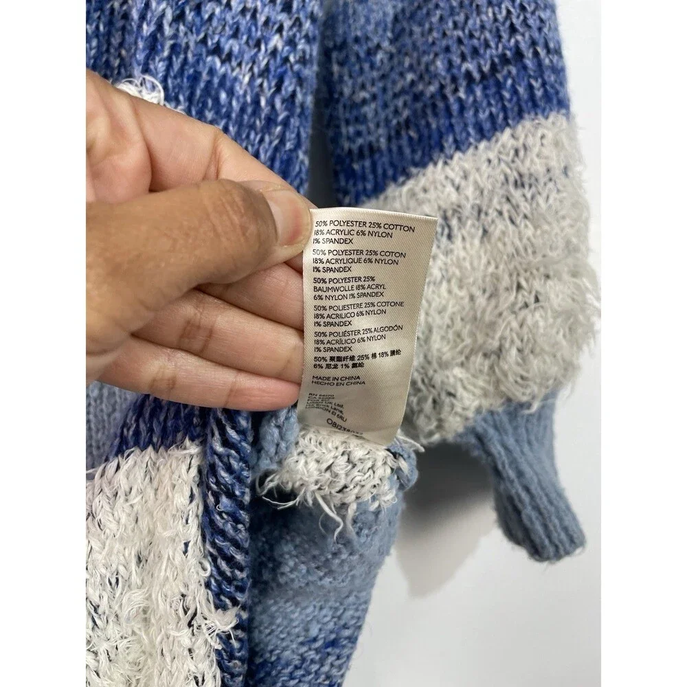Free People Sweater Dress M Making Waves Blue Striped Eyelash-knit‎ Granola Girl
